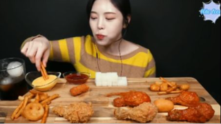 Gà rán, gà rán sốt gia vị, phô mai viên khoai tây chiên phần 5 #mukbang