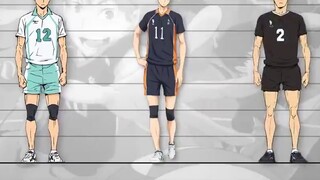 Perbandingan tinggi badan karakter di Volleyball Boys Season 4
