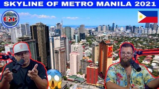 Americans React to Manila , Philippines | Spectacular Skyline of Metro Manila Philippines 2021