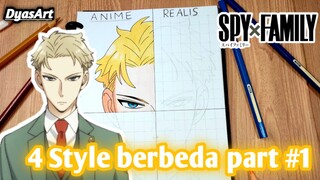 Bapak muda satu ini sungguh sangat😋 | Menggambar Loid Forger dengan 4 style berbeda #part1