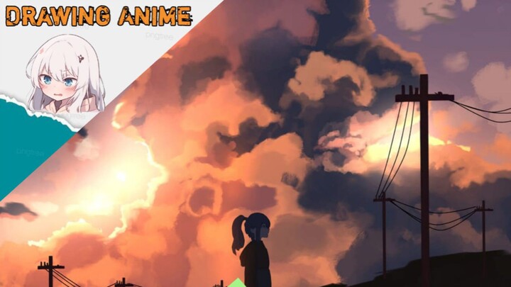 speed paint lagi tapi dengan pemandangan cewek lagi sad dan sunset