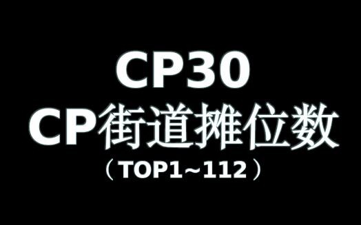 【CP排名】CP30的CP街道摊位数排名（TOP1~112）