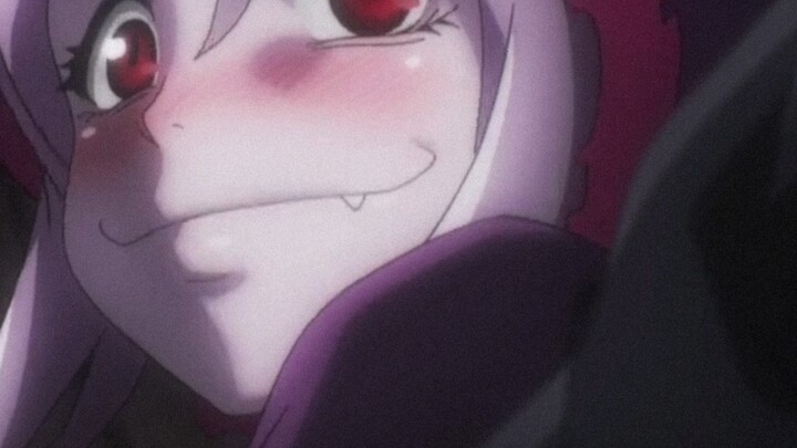 The famous scene where Shalltear is used as a chair by Bone King