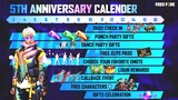 Free Fire 5th Anniversary Event | Anniversary Calender | How To Claim 5th Anniversary Free Rewards |
