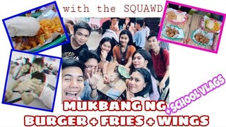 MUKBANG NG BURGER, FRIES AT WINGS + SCHOOL VLAGS | ARKEYEL CHANNEL