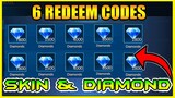 NEW SKIN & DIAMOND REDEEM CODES | 6 NEW WORKING REDEEM CODES | ML NEW REDEEM CODES |