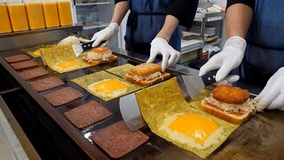 접어먹는 토스트! 계란이불 치즈 토스트 / folding ham cheese egg toast - korean street food