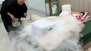 Use dry ice to create a wonderland to play a prank on your sister, focusing on the unexpected!