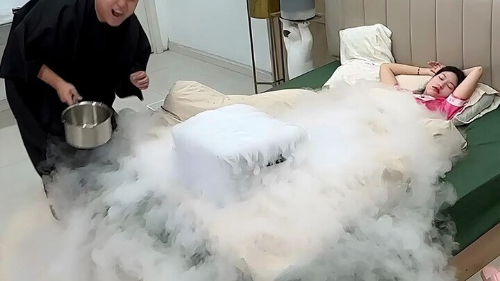 Use dry ice to create a wonderland to play a prank on your sister, focusing on the unexpected!