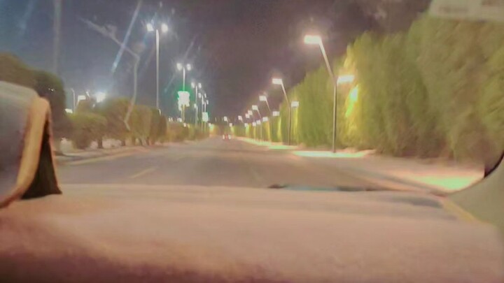 A peaceful night drive in Jubail, Eastern Province, Saudi Arabia. City lights, empty roads and chill