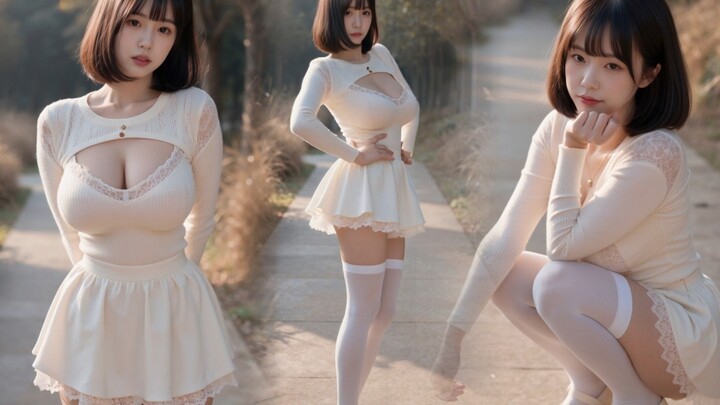 White Stockings & Ultra-Short Skirt: Let’s Hold Hands Together | Vertical Format