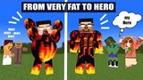 FIRE HEROBRINE FROM VERY FAT TO HERO - MONSTER SCHOOL MINECRAFT ANIMATION
