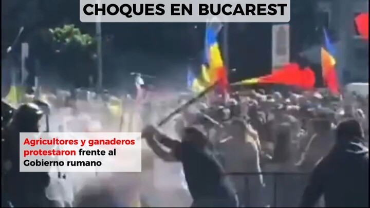 Agricultores y ganaderos chocan con la policía en Bucarest