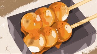 Menggambar Dango Cemilan Jepang versi anime/ Menggambar makanan anime