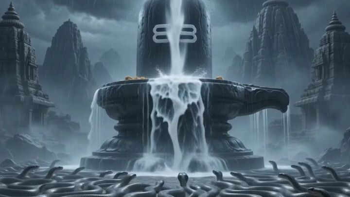 Milk is falling from the sky, and there are many #Ai #Shivling