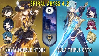 C0 Navia Double Hydro and C1 Eula Triple Cryo - Genshin Impact Abyss 4.2 - Floor 12 9 Stars