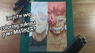 (lanjutin wip) COLORING SUKUNA PAKE MARKER? EMANG BISA BAGUS? || speeddraw