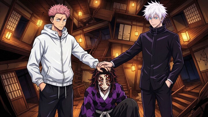 [Kimetsu no Yaiba] The Tiger Emperor and Gojo Satoru Mockingly Pat Muzan on the Head? Tanjiro Exclai