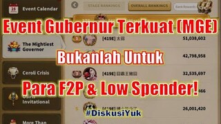 Event Gubernur Terkuat (MGE) Tidak Diperuntukan Bagi F2P dan Low Spender! Rise of Kingdoms Indonesia