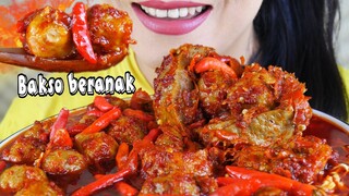 PEDASNYA SEREM, BAKSO BERANAK PEDAS KUAH SAMBEL DAN SAUS SAMYANG | EATING SOUNDS