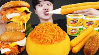 ASMR MUKBANG 직접 만든 햄버거 치즈스틱 불닭볶음면 핫도그 먹방 & 레시피 FIRE NOODLES AND BURGER EATING SOUND!