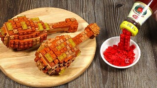 กินไก่ทอดของ LEGO Popeye / อาหารมุกบาง / Stop Motion ASMR ที่พึงพอใจ / การทำอาหารเลโก้