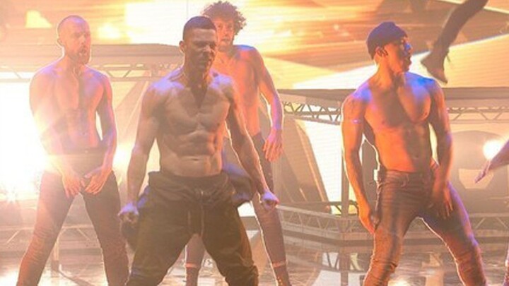 The Magic Mike Dance Company made a surprise appearance at the talent show, with over 20 muscular me