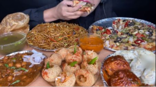 VIDEO ĂN CHOWMEIN HẤP DẪN, PIZZA, PANIPURI, MOMO, CHANNA BATURA-ĂN THỰC PHẨM#amthuc #monngon