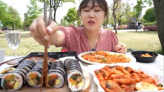 Mukbang kimbab và đồ Hàn Quốc #food #seagame3