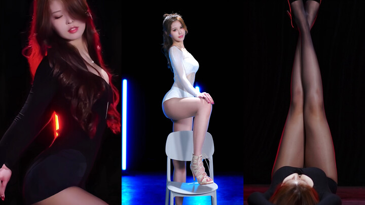 4K Portrait | [String Puppet] Black and White Two-Tone | Sexy, Long Legs, Dominant Woman, High Heels