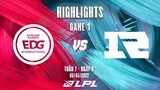 EDG vs RNG | Highlights - Game 1 | Tuần 7 Ngày 6 | LPL Mùa Xuân 2022