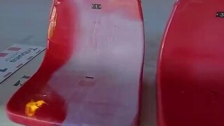 A Spanish stadium uses fire to refurbish plastic seats (please do not imitate)