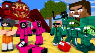 Monster School : Monsters Minecraft VS Choo Choo Charles Squid Game - Minecraft Animation