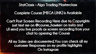 StatOasis  course - Algo Trading Masterclass download