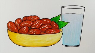 Cara menggambar buah kurma || Menggambar buah kurma yang mudah