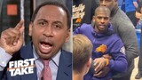 FIRST TAKE | DIRTY FAN! Stephen A 'F*CK THAT' on Mavericks fans attack CP3's Family in Suns big loss
