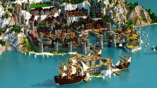 City of Khiessal - Minecraft Medieval Harbor City Build Timelapse - Docks, Ships, Sea Fort | Part 2