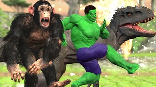 Gorilla Attacked By Dinosaur - Hulk & She-Hulk Epic Battle #superhero