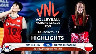 Kim Hee-jin vs Olivia Różański | Korea vs Poland | Highlights | Women's VNL 2022 (HD)