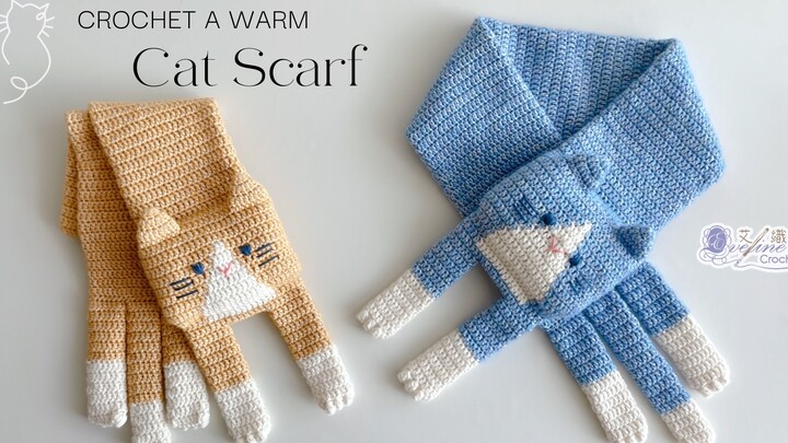 บำบัดทั้งฤดูหนาวด้วย “ถักโครเชต์” ผ้าพันคอแมวแสนอบอุ่น