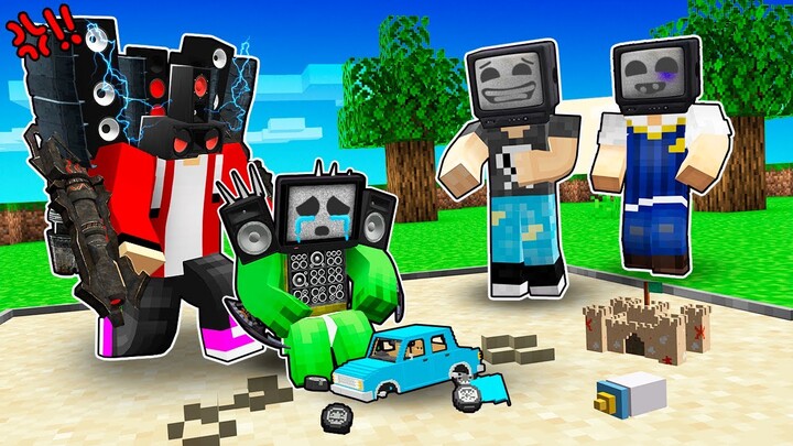 JJ SNAPPED! BULLIES are HURTING MIKEY TV MAN in Minecraft - Maizen