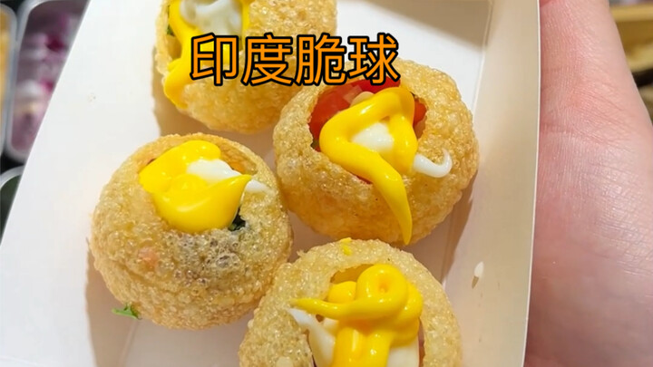 Indian crispy balls at the night market—It took me three bites to get through them, but the Indian p