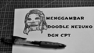 menggambar doodle nezuko dengan satu alat dan mudah