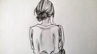 HOW TO DRAW girl back view | step by step