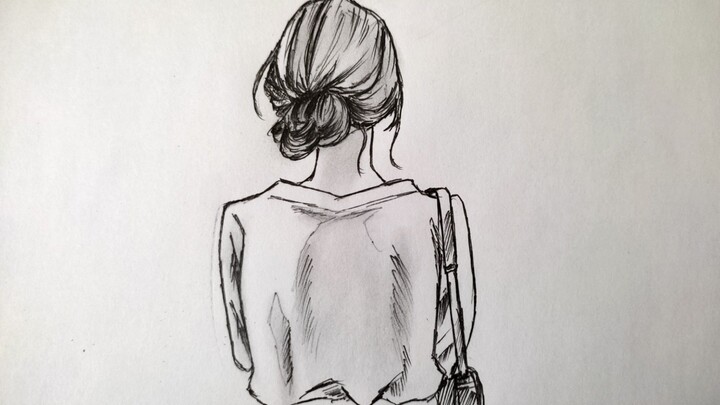 HOW TO DRAW girl back view | step by step