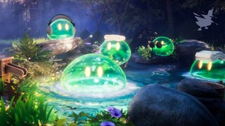 Simulasi slime yang benar secara fisik, diberi soda akan membuatnya lebih encer