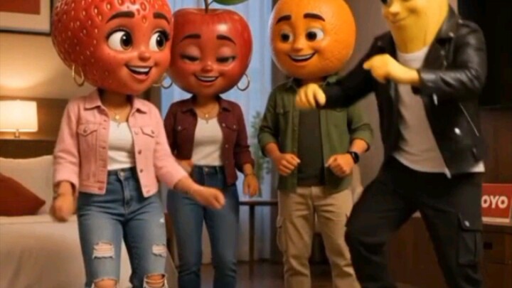 Cute Fruit Family 😂🍎🍊🍌 | Funny AI Cartoon Story