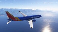 Flight of a passenger airliner Boeing 737 Max8 of Southwest Airlines