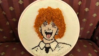 Punch needle embroidery of Denji