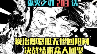 【鬼灭之刃漫画解说】漫画203 炭治郎怒甩无惨回阳间 决战结束众人团聚